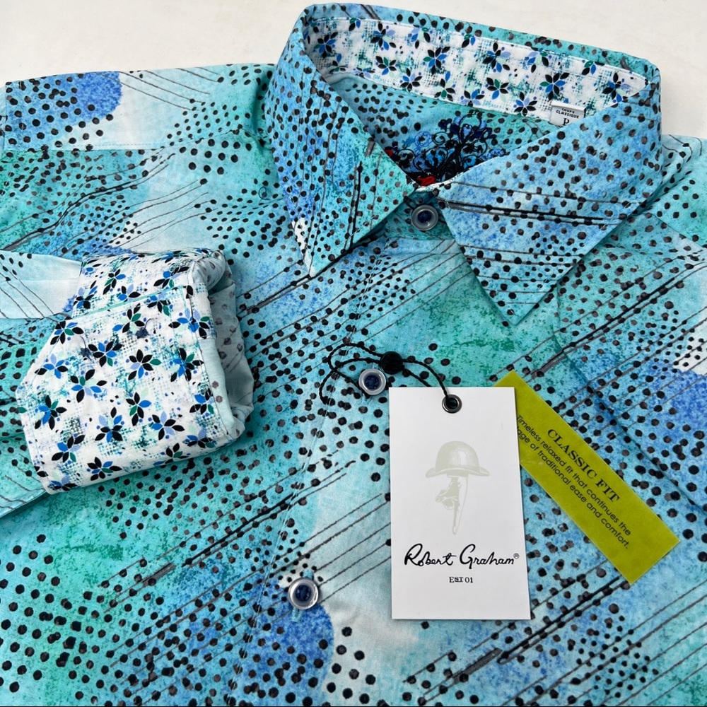 Robert Graham Men's Small Classic Fit North Valley Geometric Long Sleeve Shirt